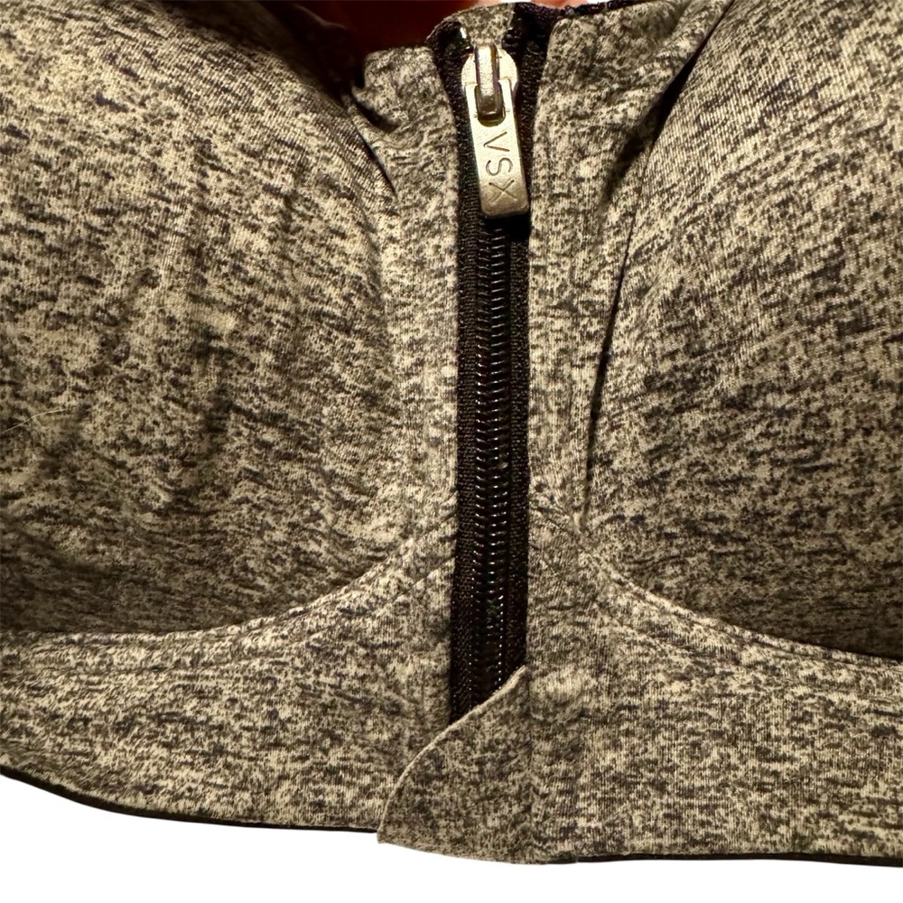 Victoria’s Sport Heathered Black Zip-Front Sports Bra Size 34DD - Picture 3 of 8